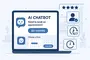 AI chatbot conversation interface booking an appointment on a local service business website with a happy client icon