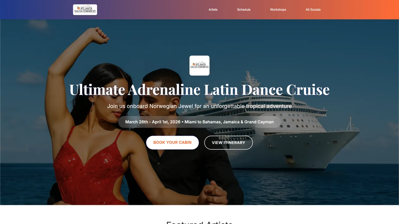 Atlanta Salsa Congress event website built by TiltStack